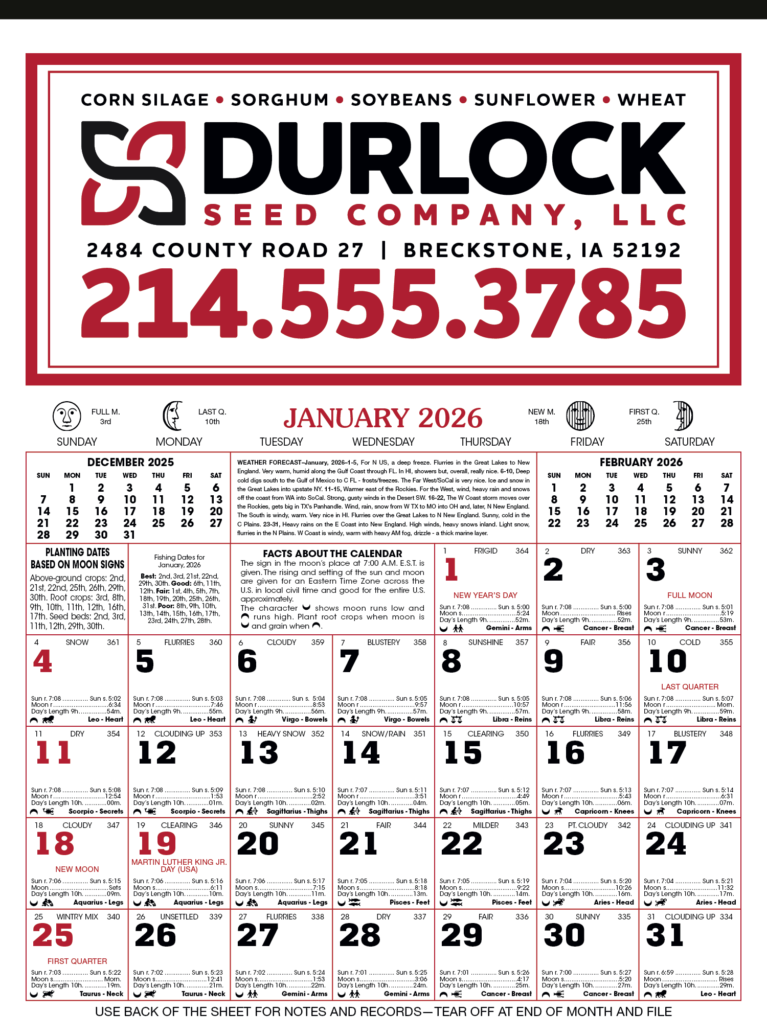 Skinner & Kennedy® 12-Sheet Almanac Calendar 5