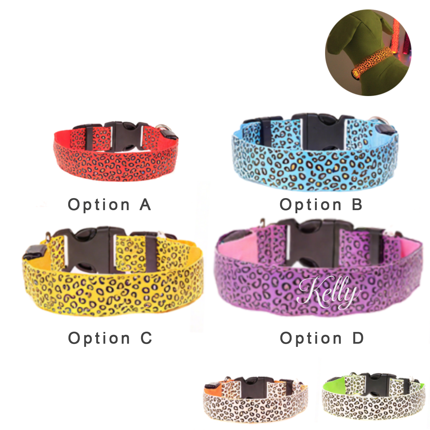 Polyester LED Light-Up Leopard Print Pet Collar 2