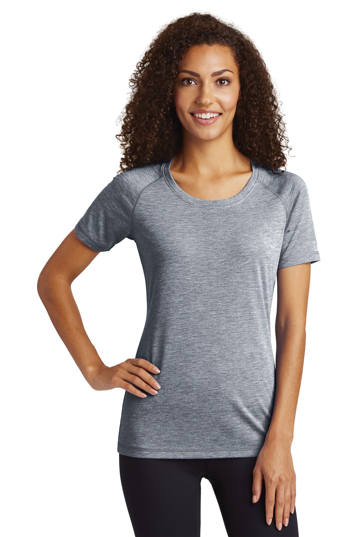 Sport-Tek Women's PosiCharge Tri-Blend Wicking Scoop Neck Raglan Tee. LST400 74