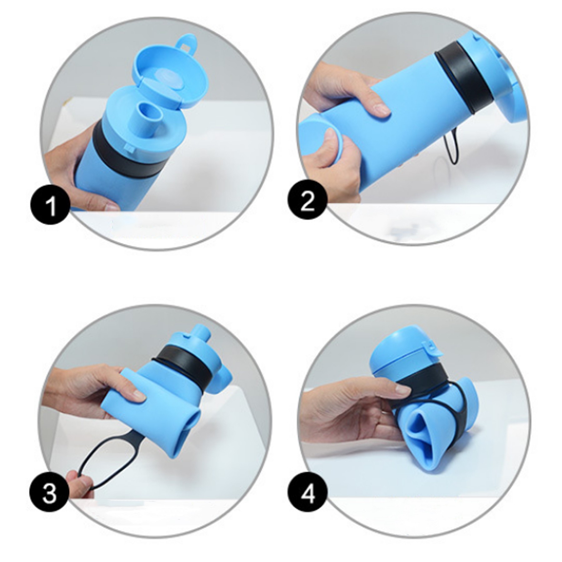 20.3 Oz. Collapsible Silicone Water Bottle 2