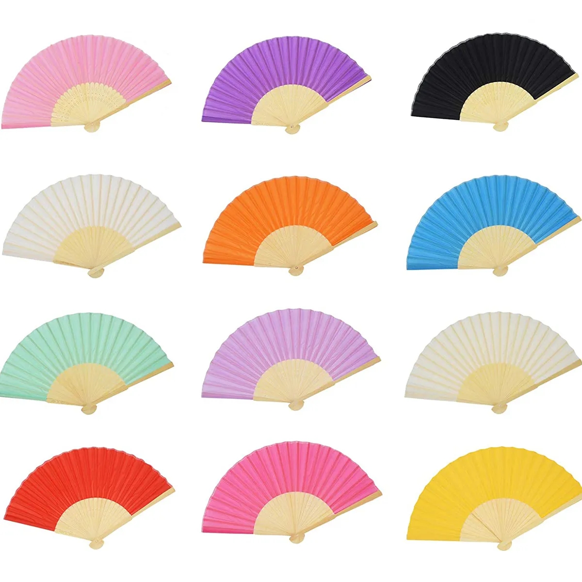 Custom 9 inches Bamboo Paper Folding Hand Held Fan 2