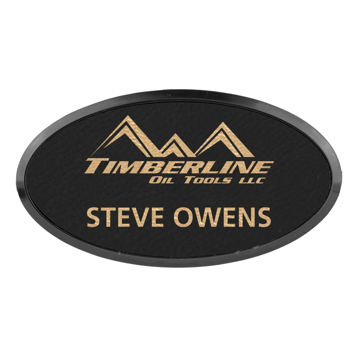 Laser Engraved Leatherette Oval Framed Badge 3" x 1 1/2"