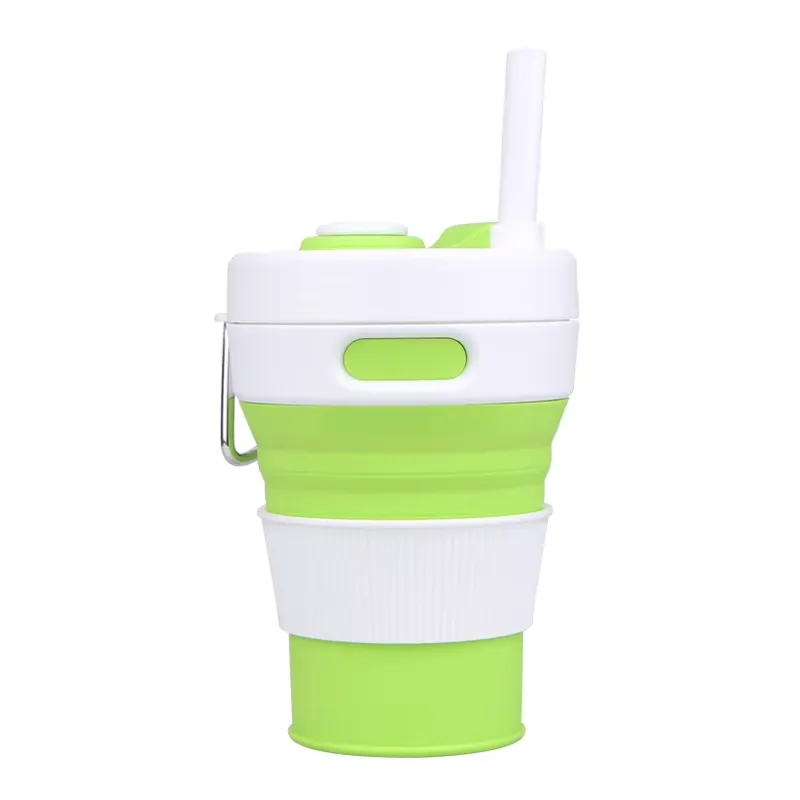 15 Oz. Portable Silicone Foldable Sippy Cup W/Drinking Straw 4
