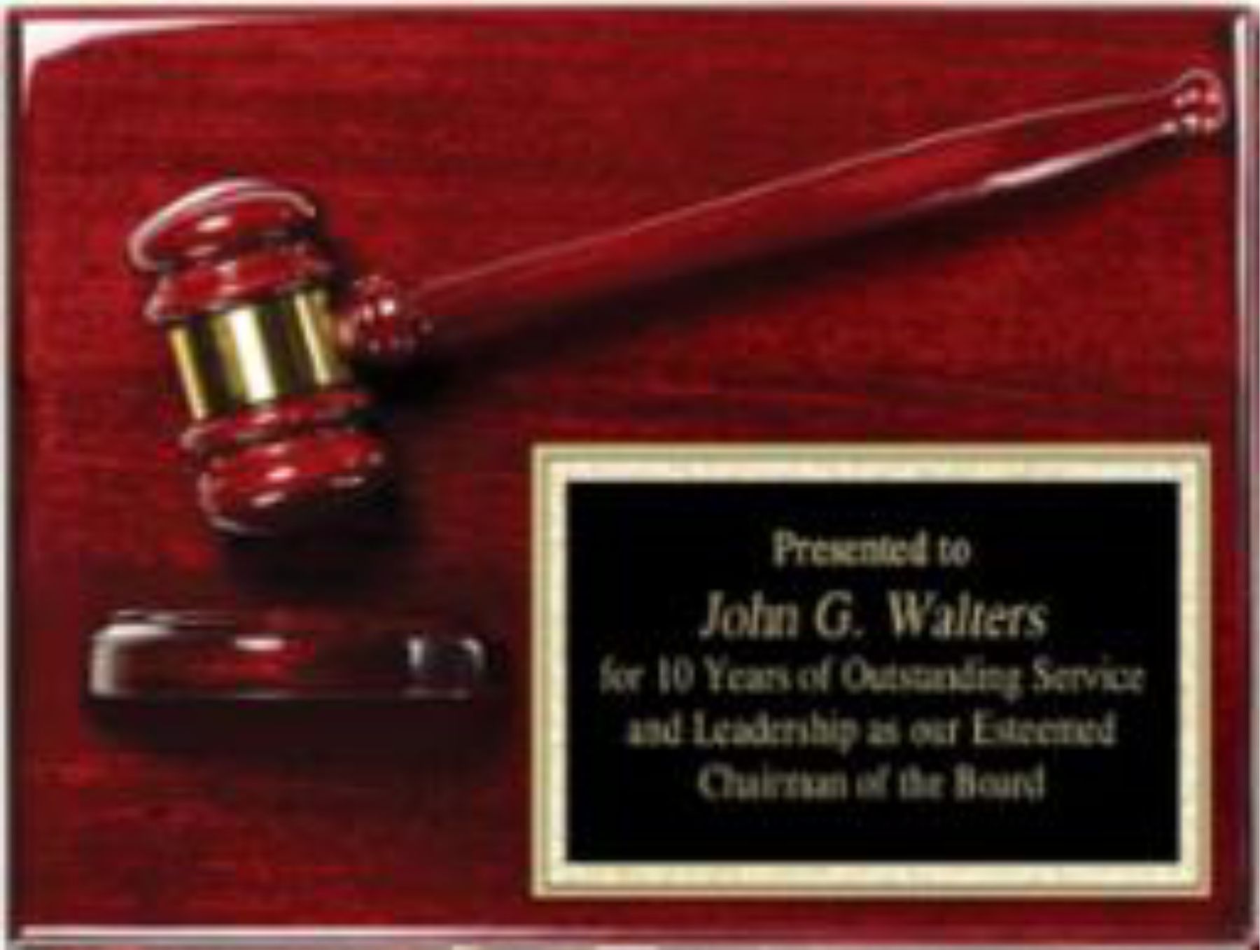 9" x 12" Rosewood Plaque with a Gavel and Sound Block 2
