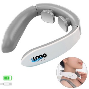 White Rechargeable Electric Neck Massager With Magnetic Electrode Pads 12