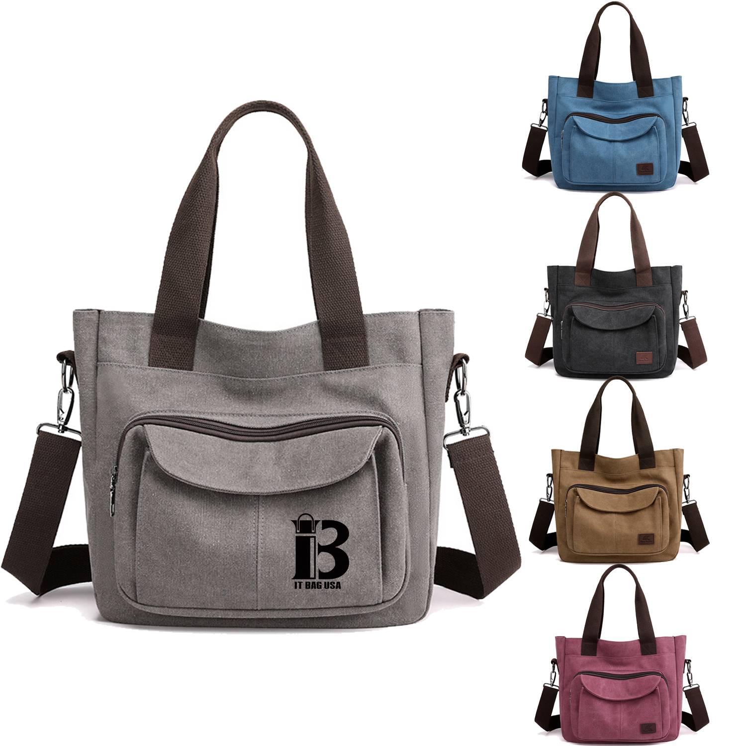 Women's Canvas Shoulder Handle Work Crossbody Bag 9