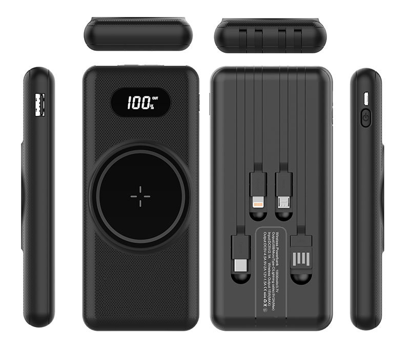 Wireless Power Bank with Built-In Cables - 10000 mAh 2