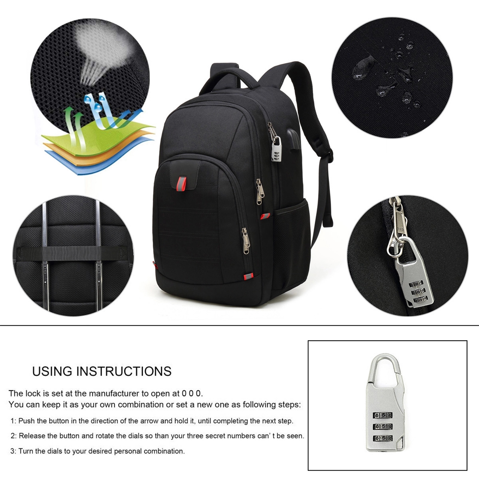 17 Inch Anti Theft Business Backpacks With Usb 9
