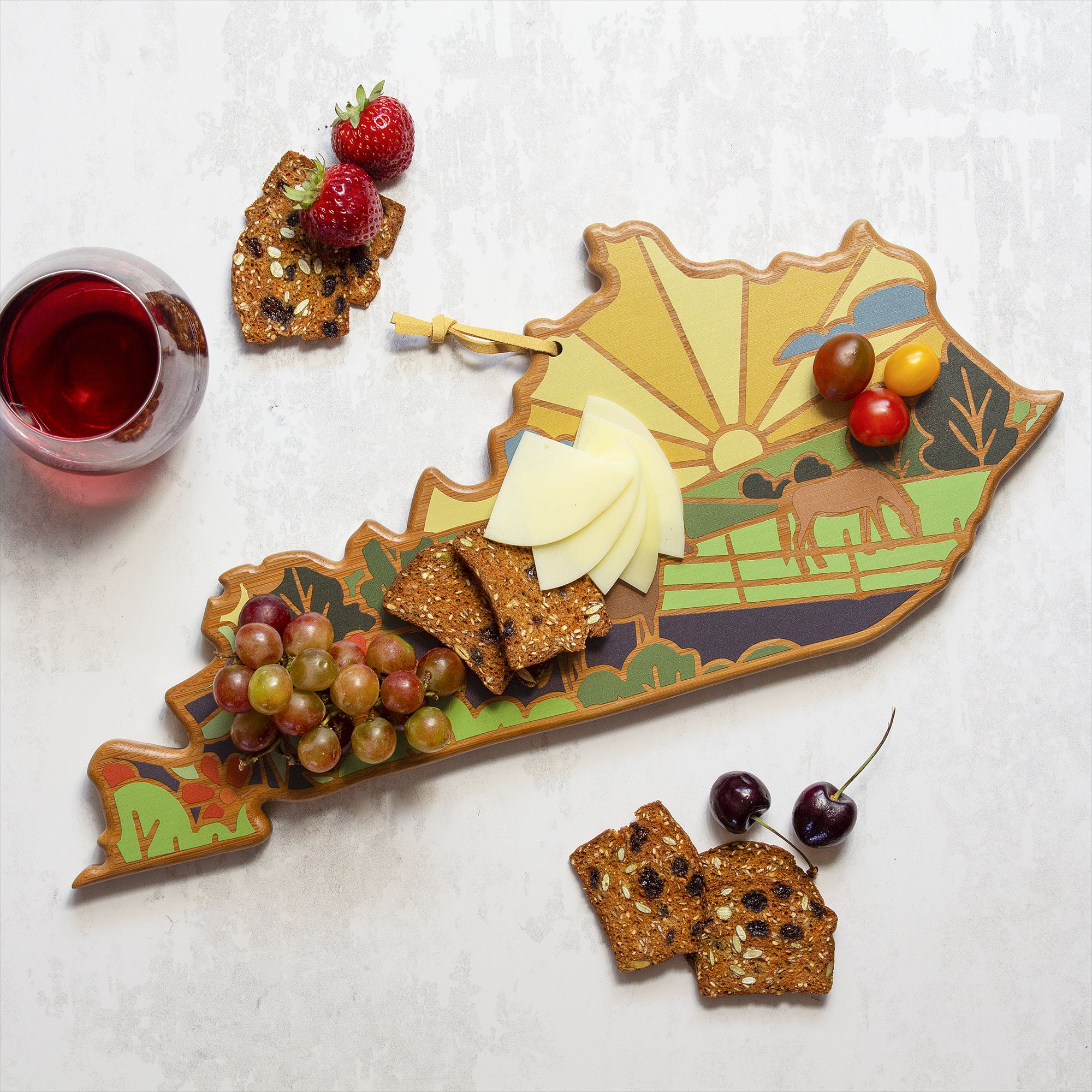 Kentucky State Shaped Serving and Cutting Board with Artwork by Summer Stokes 6