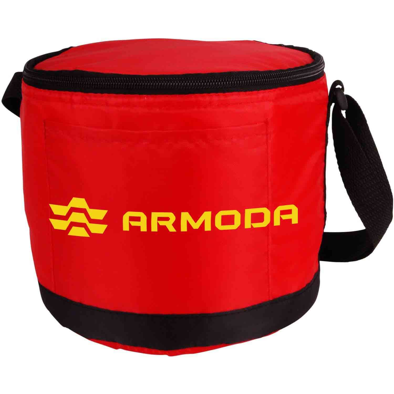 Round Cooler 6-Can Foil Inner Lining Zipper Insulated Bag 6