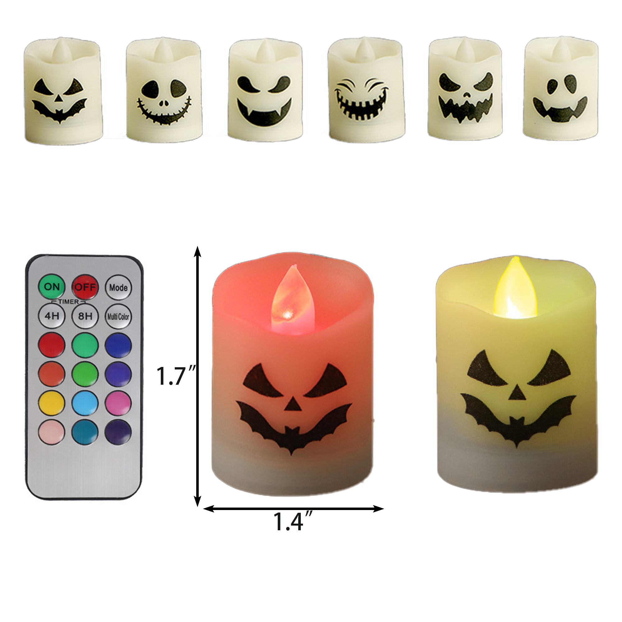 7-Color Ghost Face Candle Lamp (12-Pack) 3