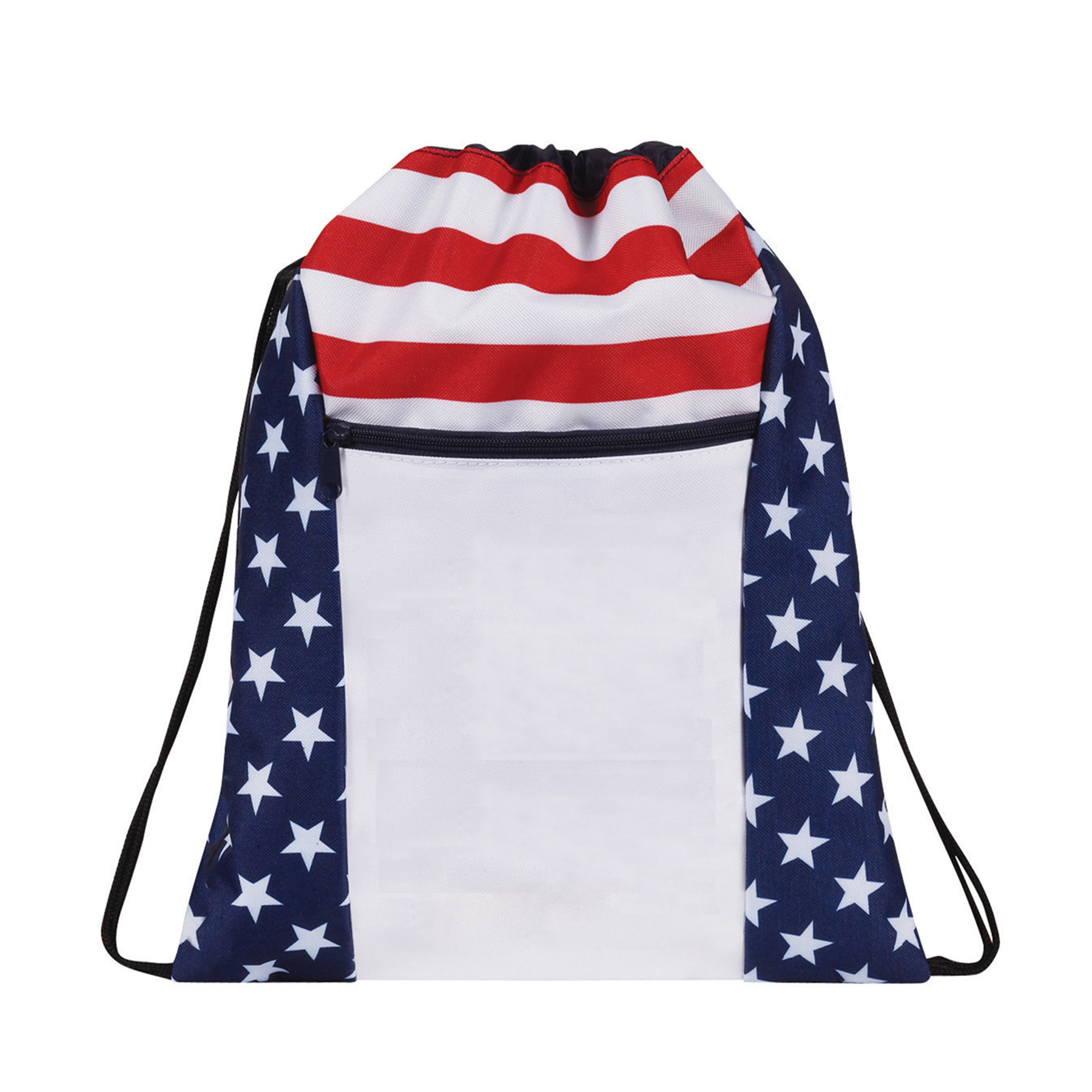 Patriotic Drawstring Backpack with zippered Front Packet(Bag, Backpack) 3