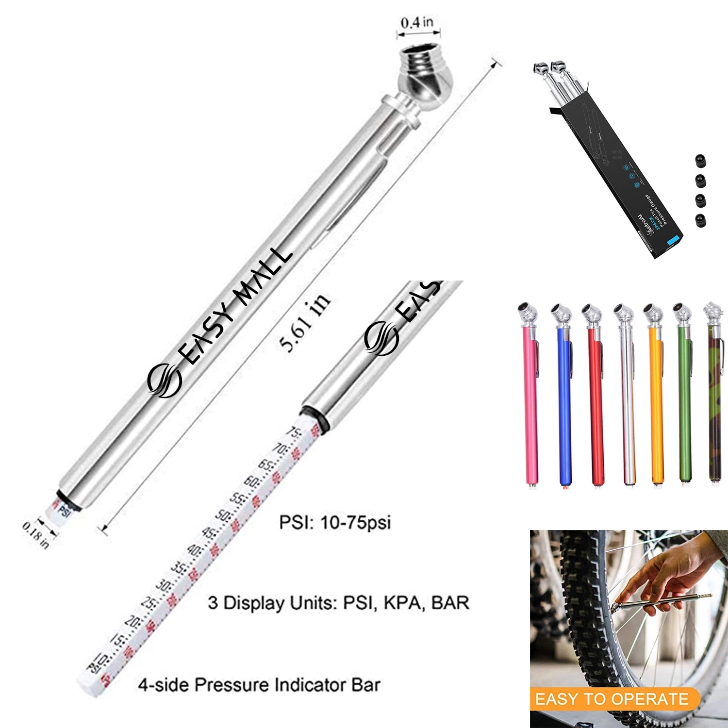 Metal Car Pen Shape Tire Pressure Gauge 2