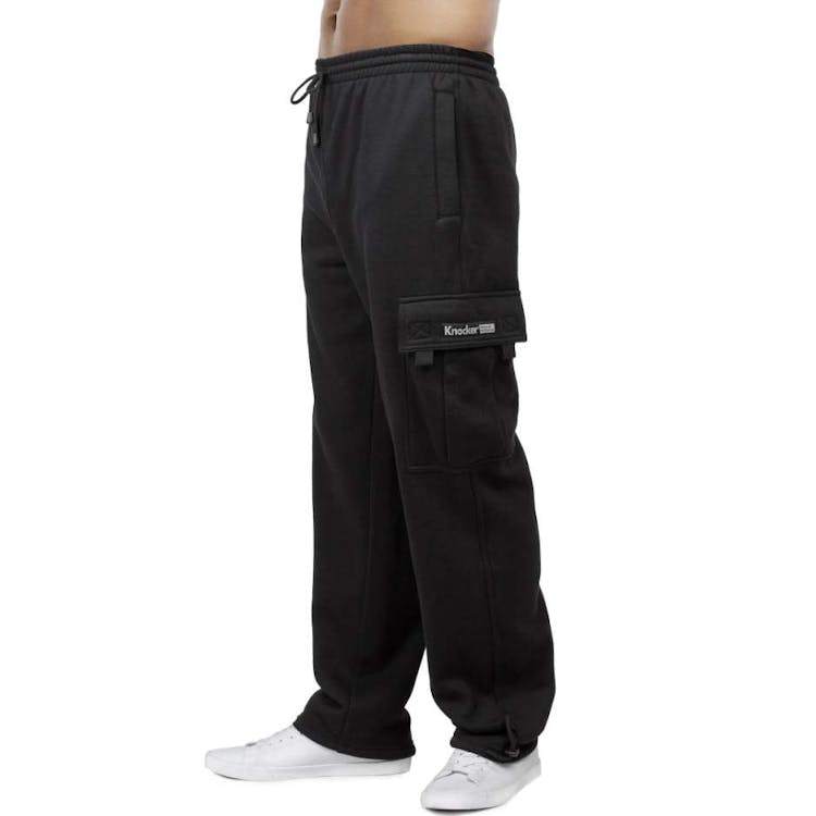 Knocker Men's Fleece Cargo Pants Black Large 2