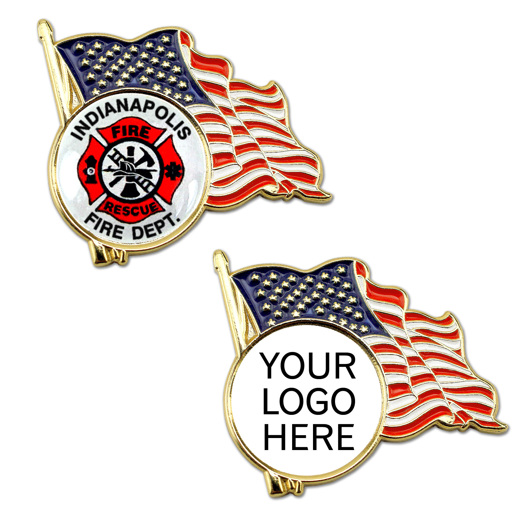 U.S.A. Flag Lapel Pins with Custom Logo 4