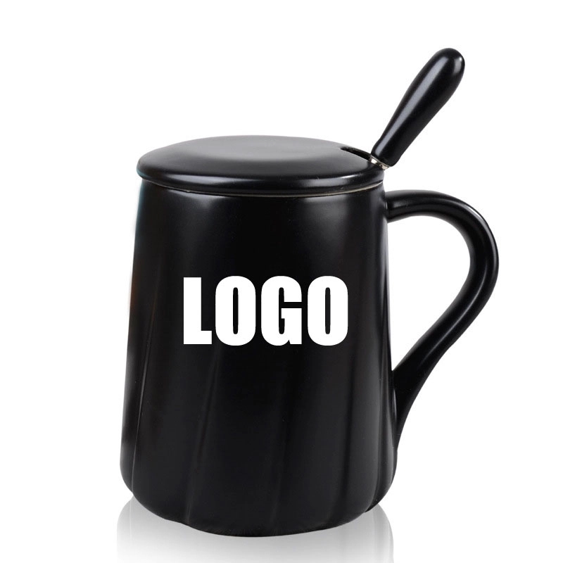 Custom 12 OZ Ceramic Coffee Mug with lid spoon 2
