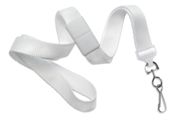 5/8" Blank Breakaway Lanyard w/Swivel Hook (White) 1