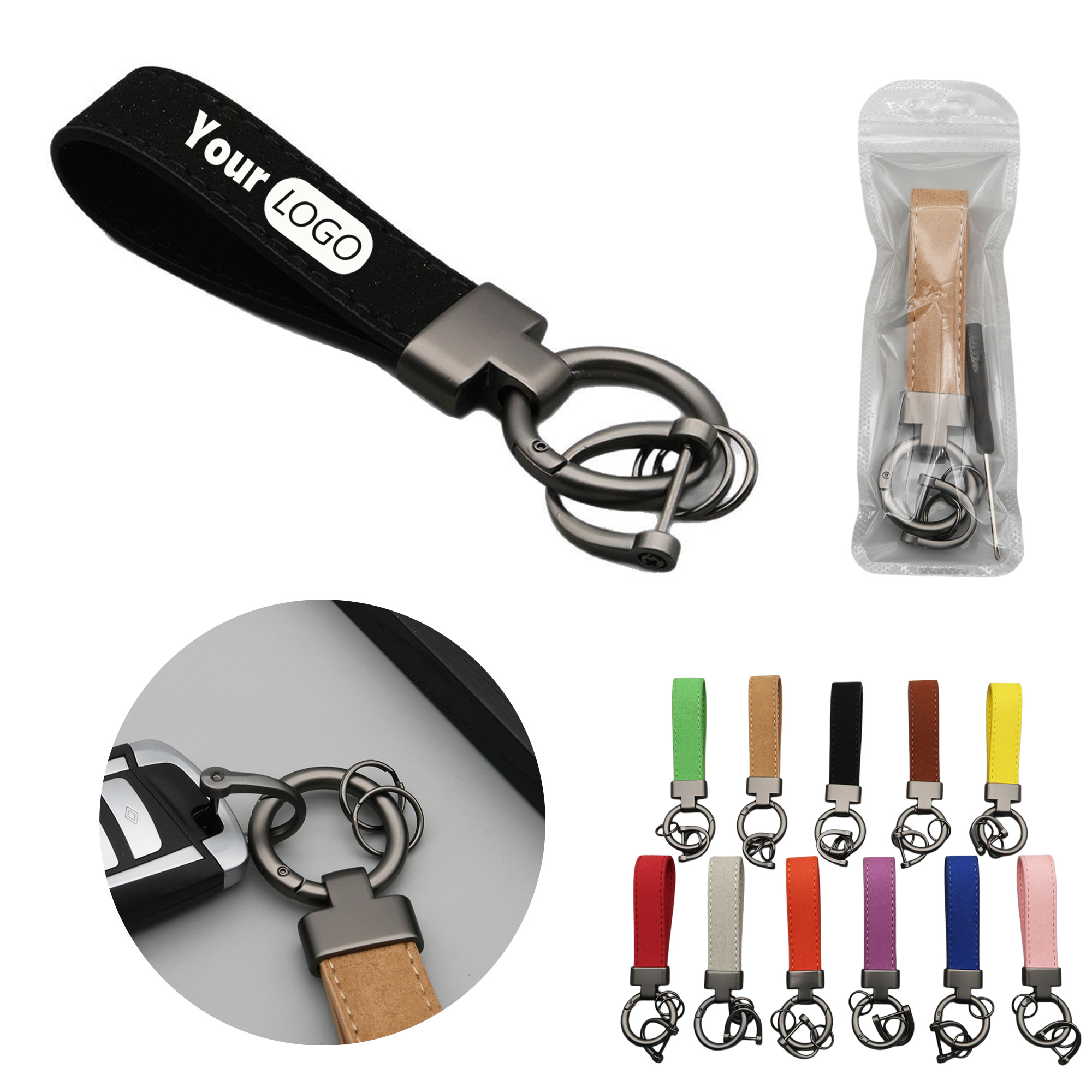 Sophisticated Zinc Alloy Keychain with Suede Finish 1