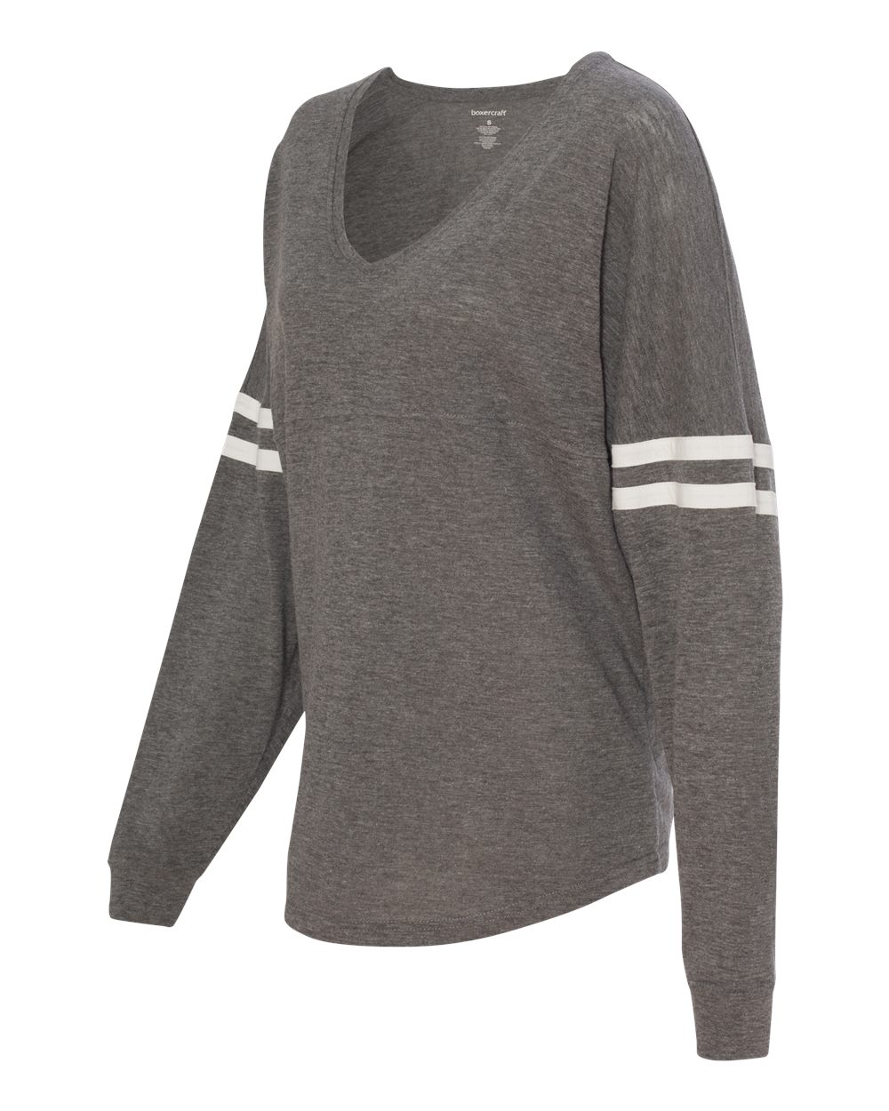 Women's Slub Jersey Varsitee V-Neck Long Sleeve T-Shirt - T17 2