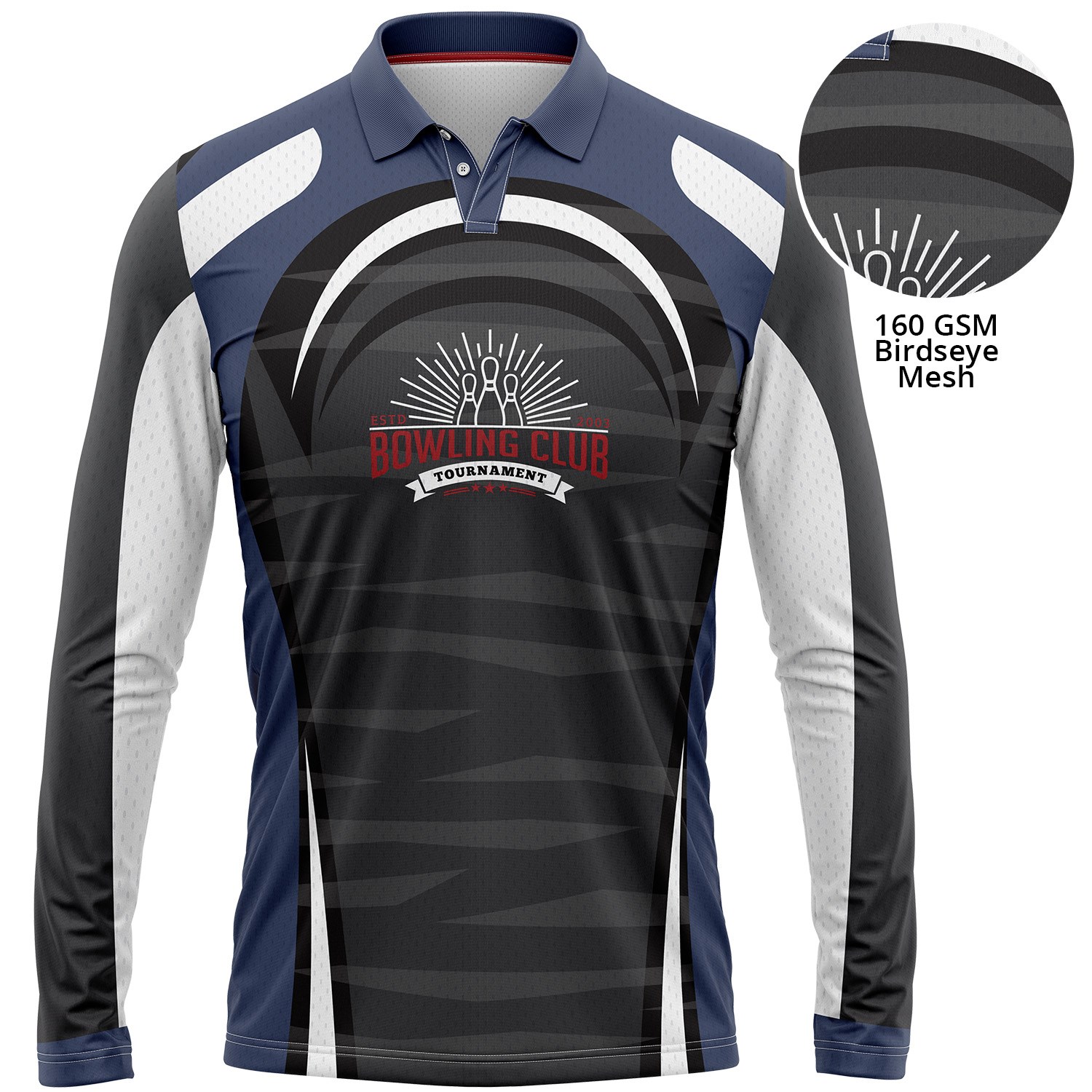 Unisex 160 GSM Birdseye Mesh Performance Long Sleeve Polo shirts 5