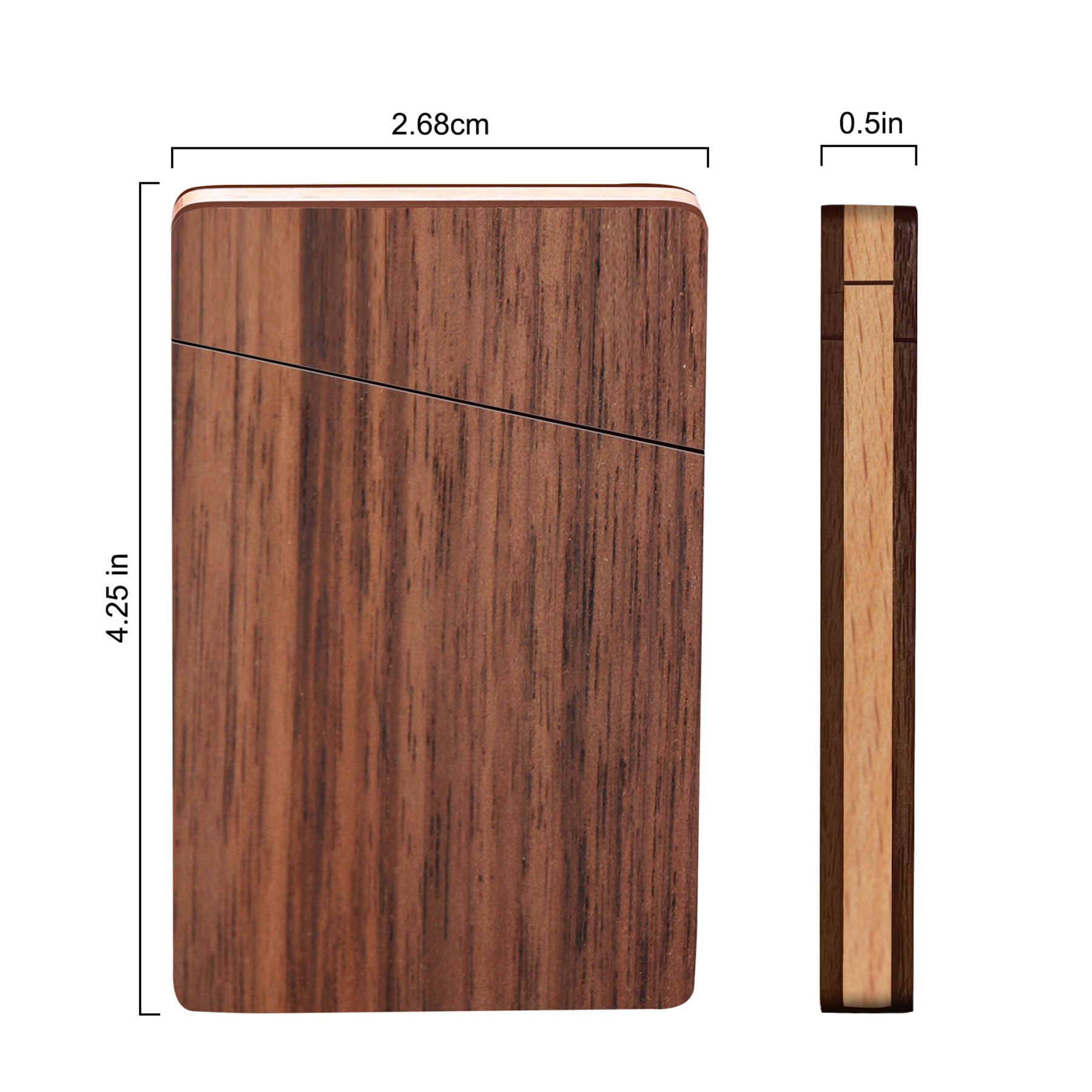 Walnut Business Card Holder Case with Magnetic Closure Portable 1