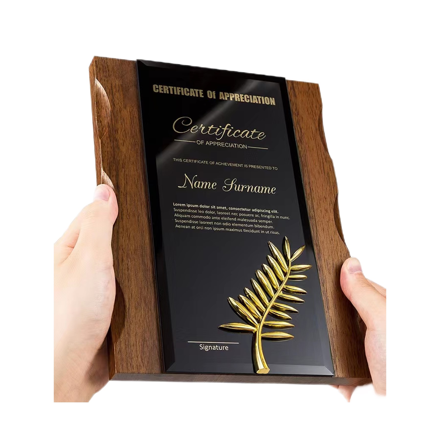 Metal Walnut Solid Wood Award Plaque (direct import) 2