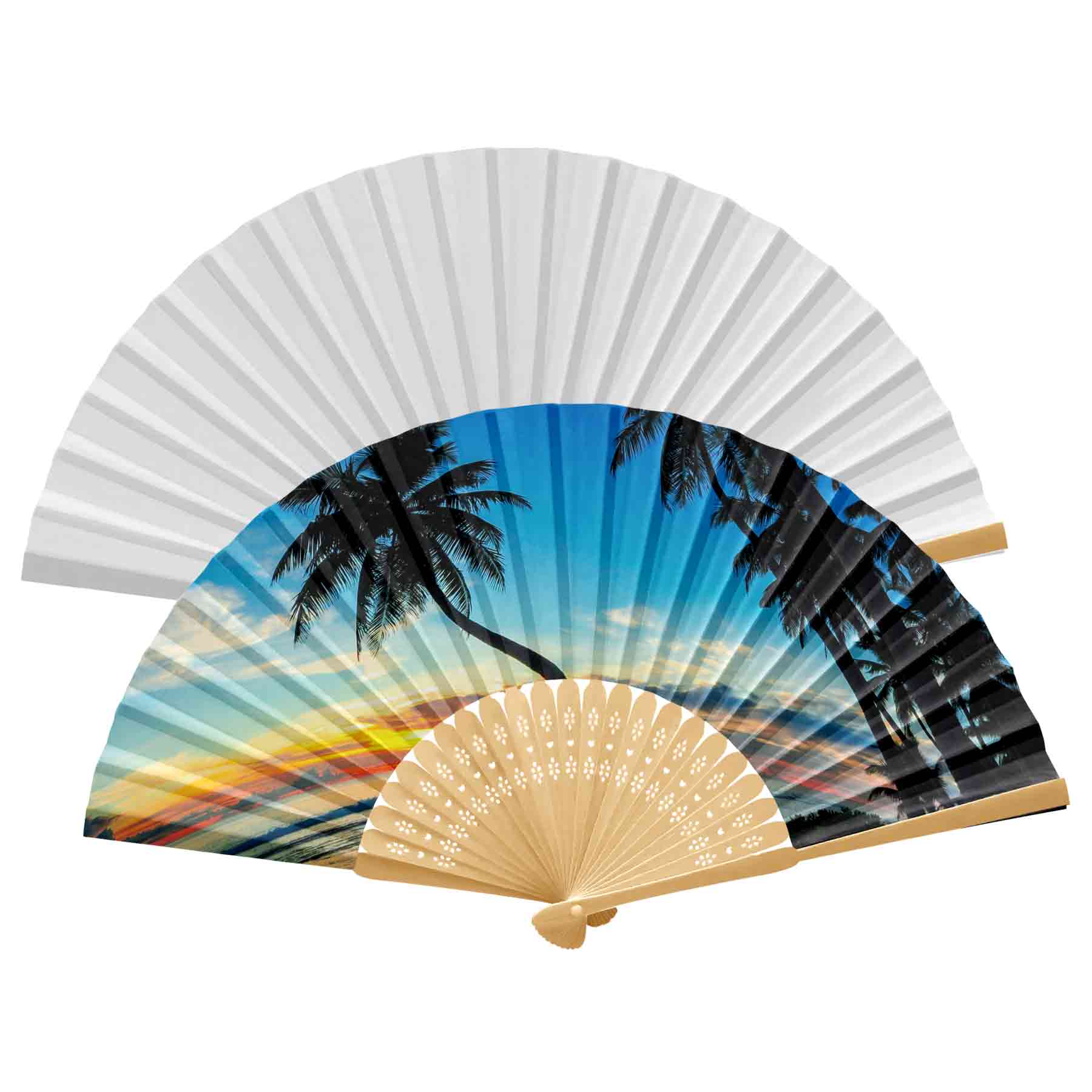 Handheld Foldable Full Color Bamboo Paper Fan 14