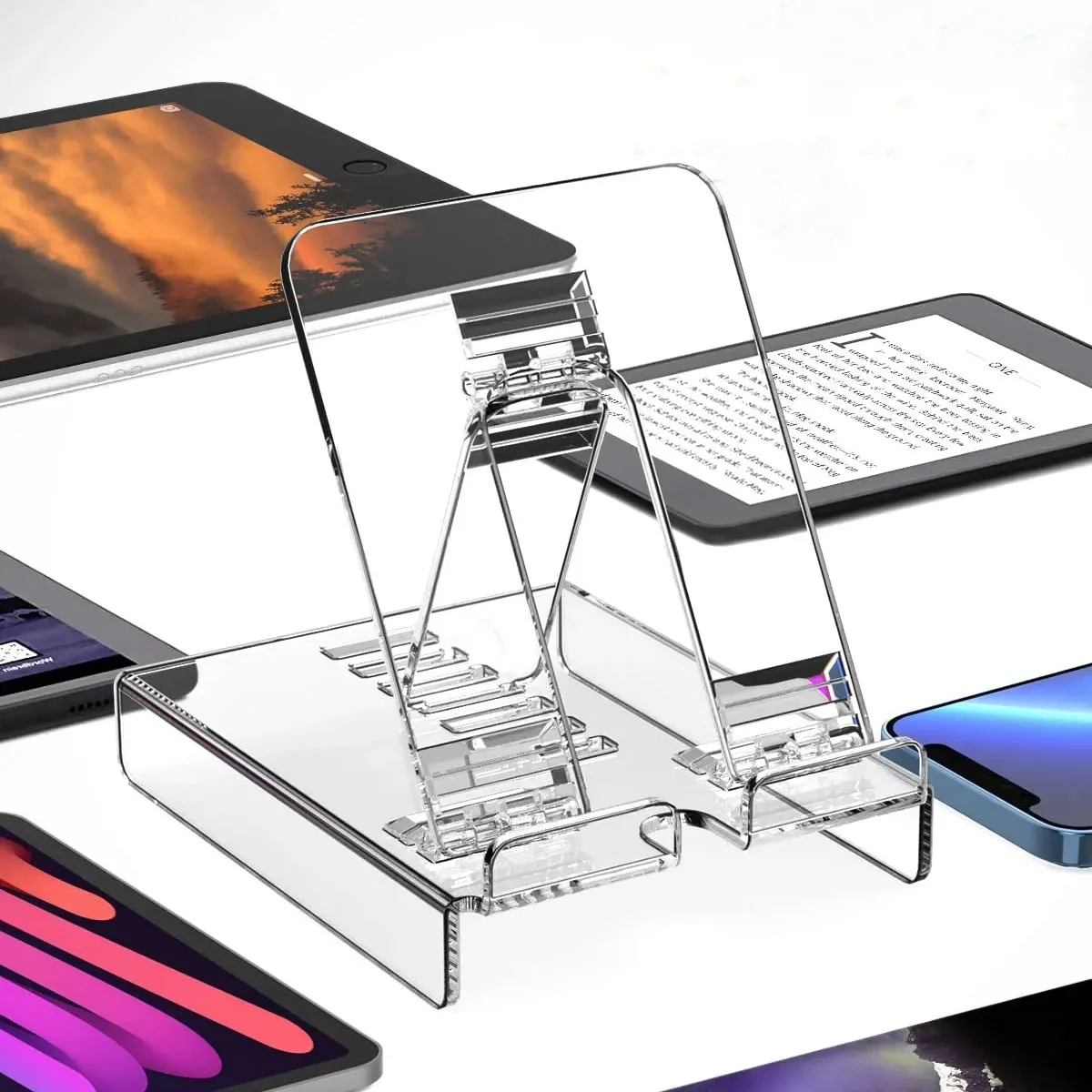 Clear Acrylic Adjustable Cell Phone Tablet Stand 3