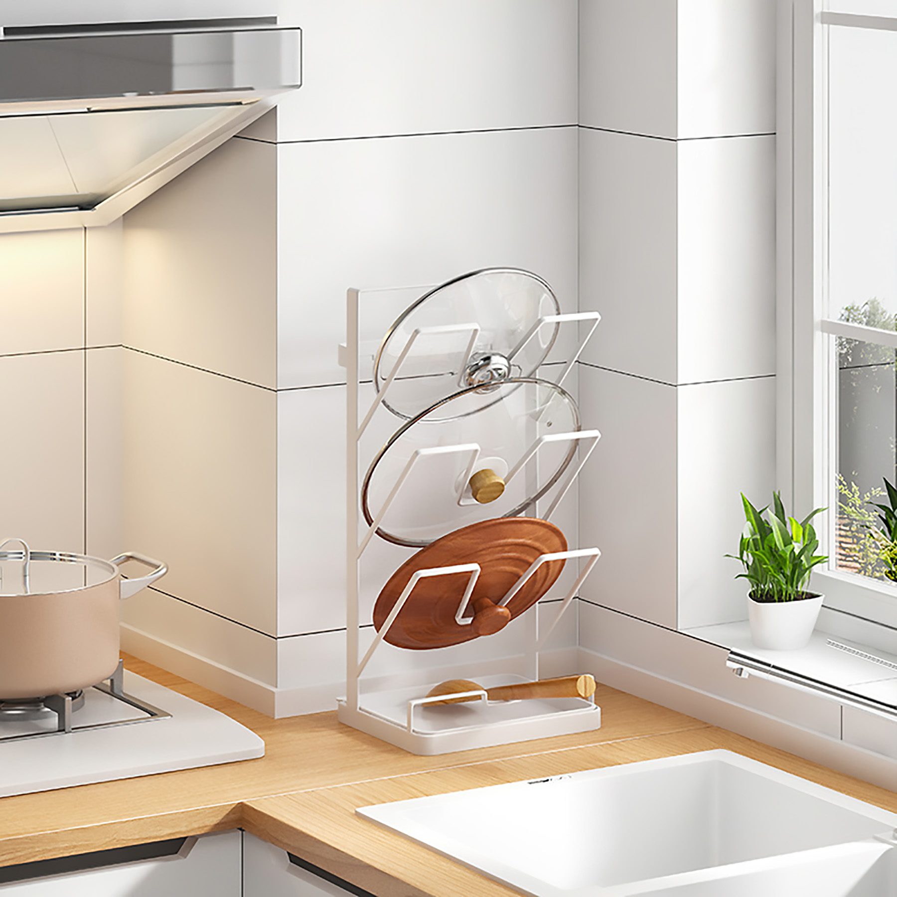 Iron Wall-Mounted Lid Storage Rack 4