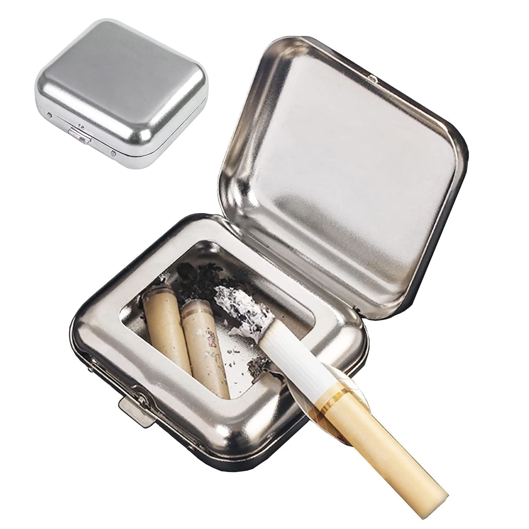 Portable Stainless Steel Pocket Ashtray with Sealed Lid 2