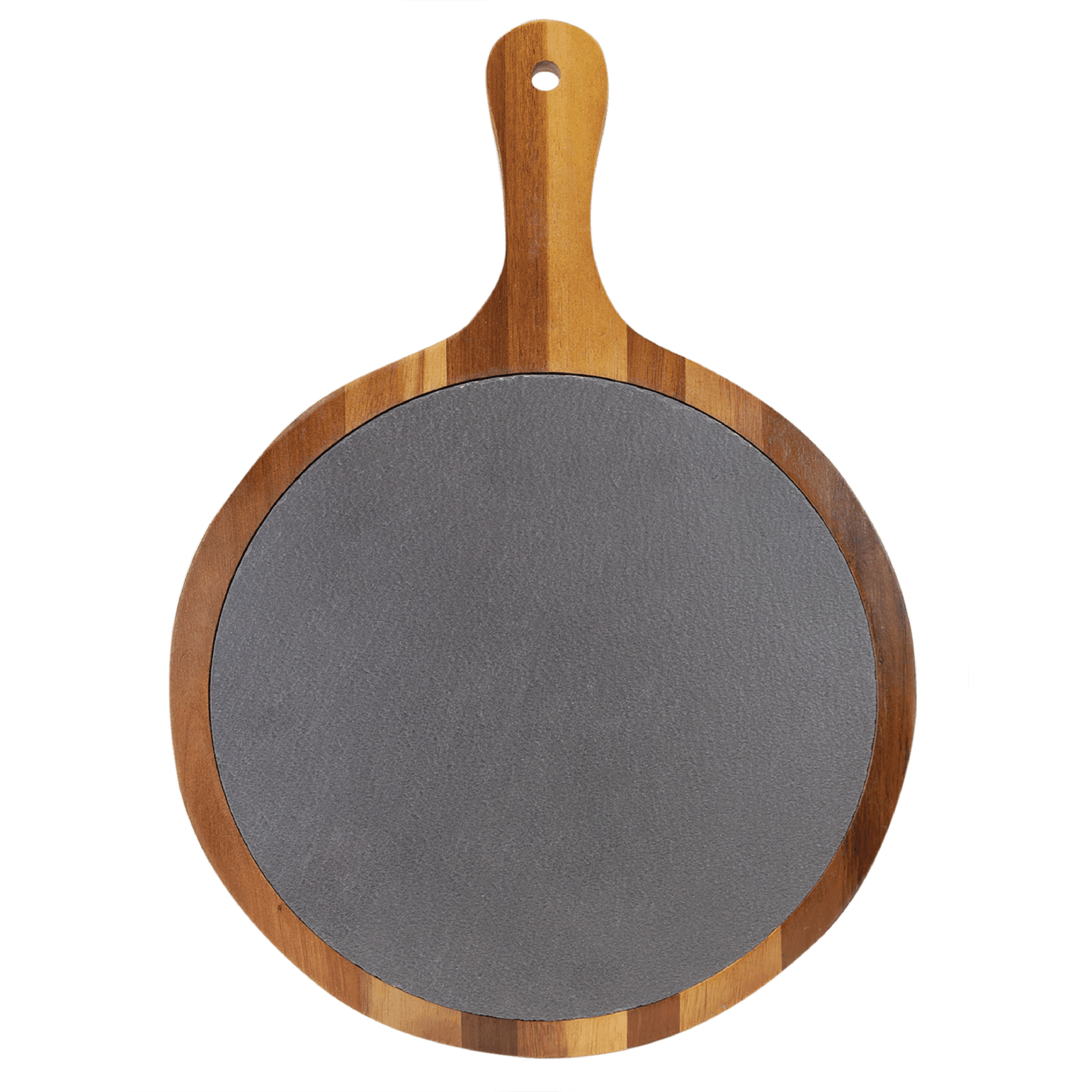 14 1/2" x 10 1/2" Round Acacia Wood/Slate Serving Board with Handle 8