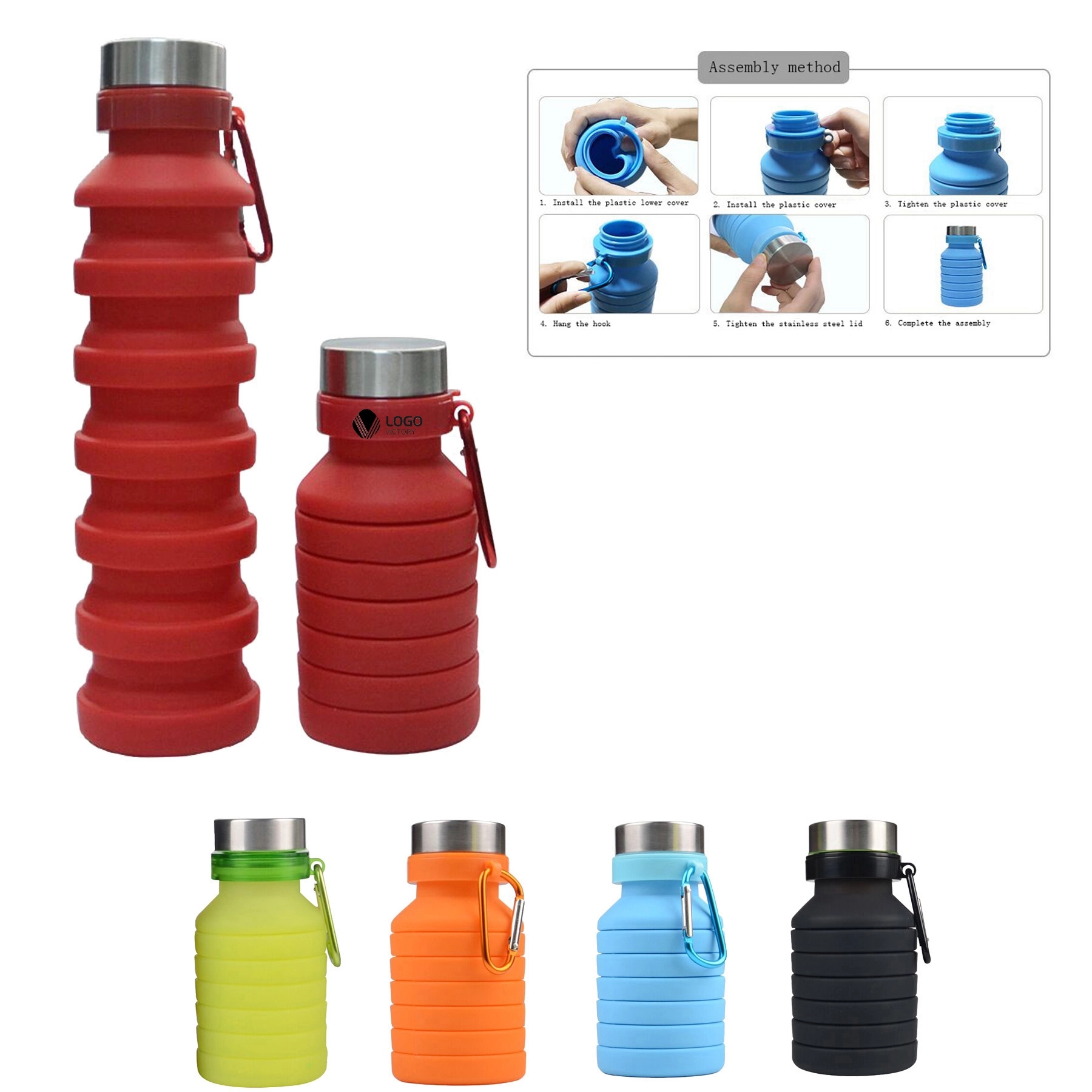 19 Oz. Outdoor Travel Sports Silicone Folding Water Bottle 2