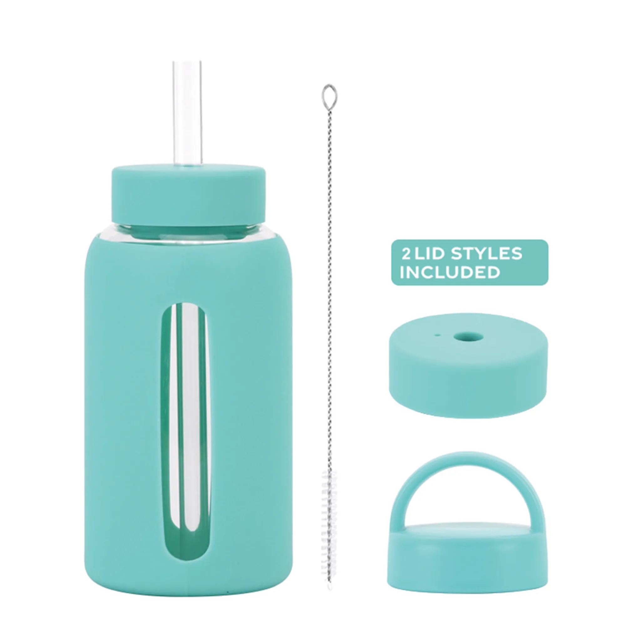 20oz Silicone-Sleeved Glass Tumbler with Straw & Dual Lids 6