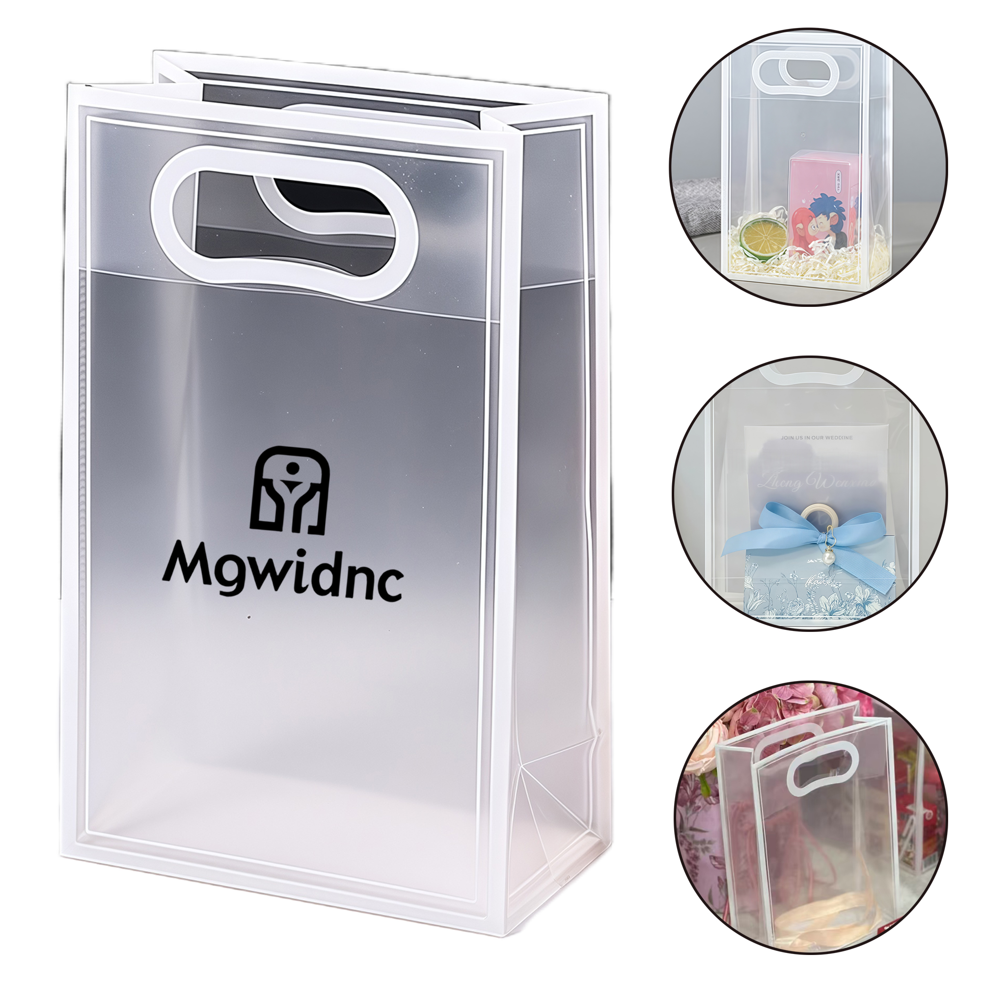 Matte White Gift Bag with Handles - Cosmetic Favor Tote for Wedding Party Reusable Durable