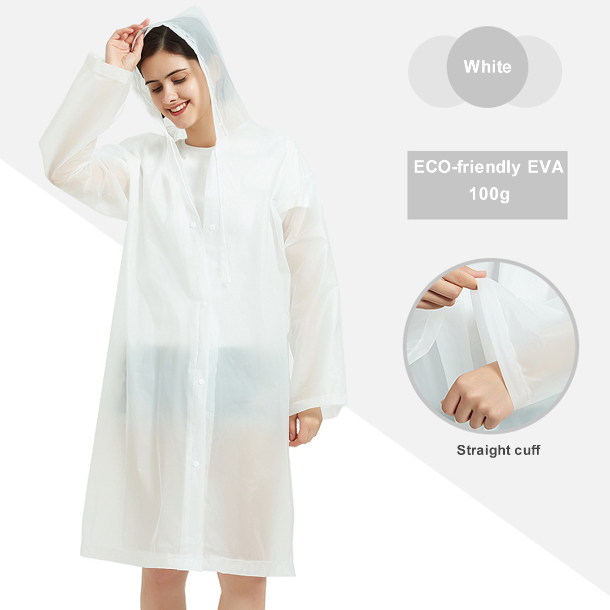 Transparent Reusable EVA Raincoat 4