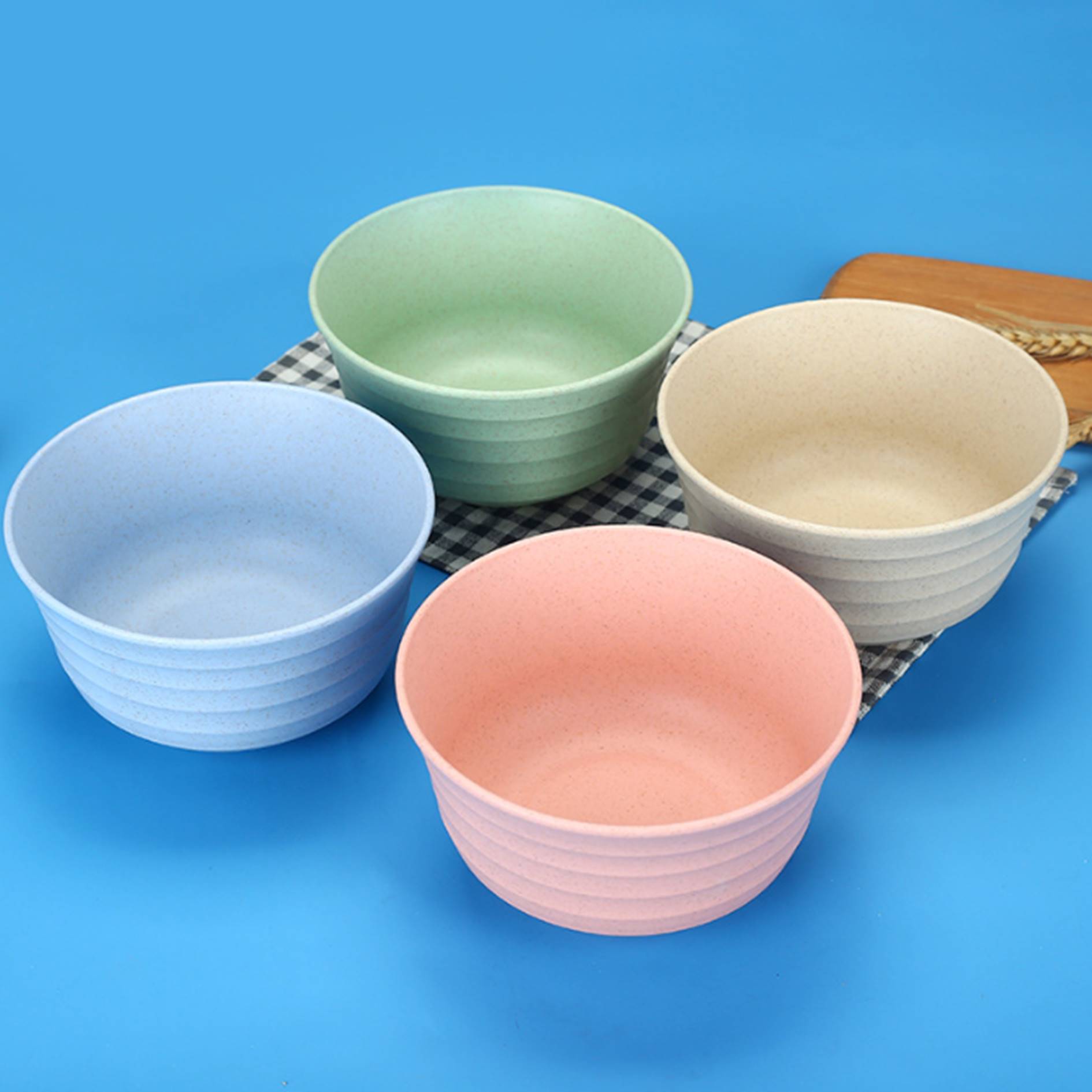 4 Pieces Wheat Straw Bowls Set 3