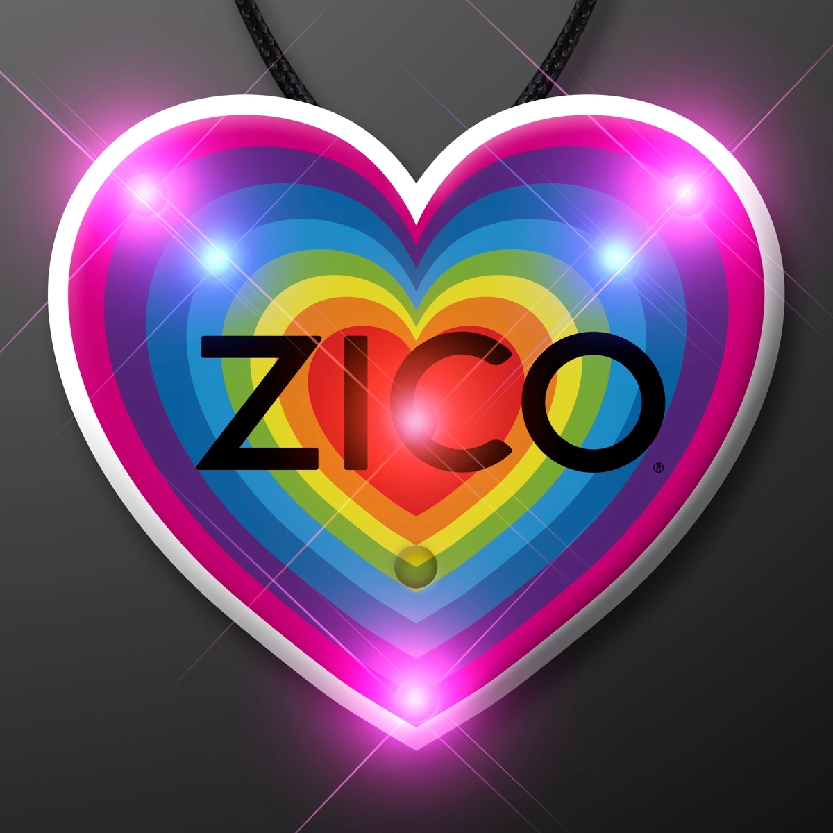 Retro Rainbow Heart Blinky Necklace 3