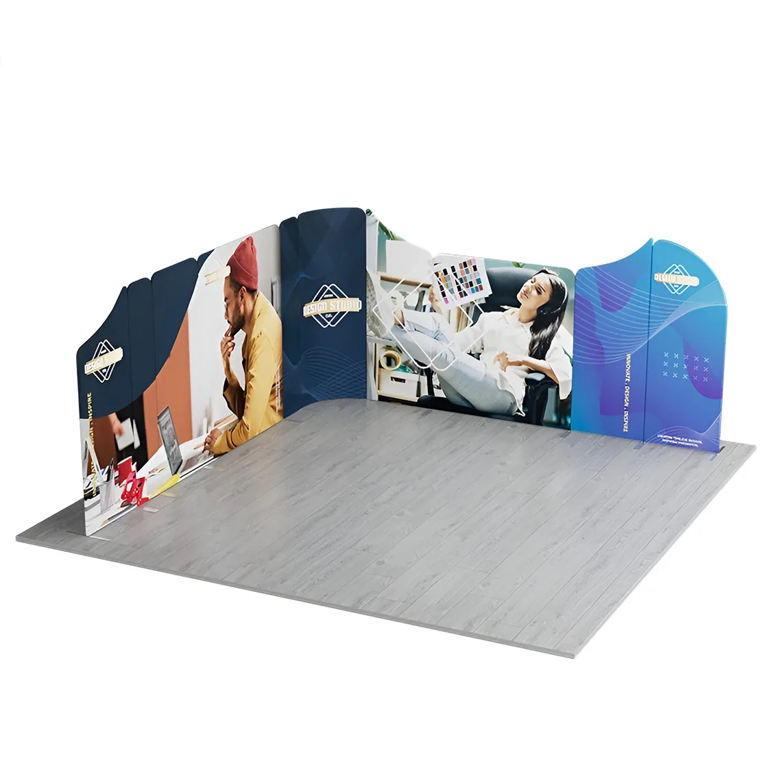 16.4x16.4ft Magnetic Modular Fabric Displays- L Shape Island 2