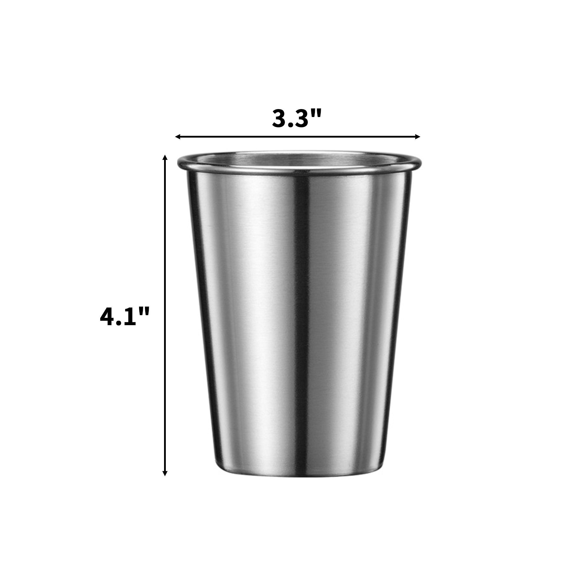 Stainless Steel Pint Cup 12 Ounce 4.1" By 3.3" 1