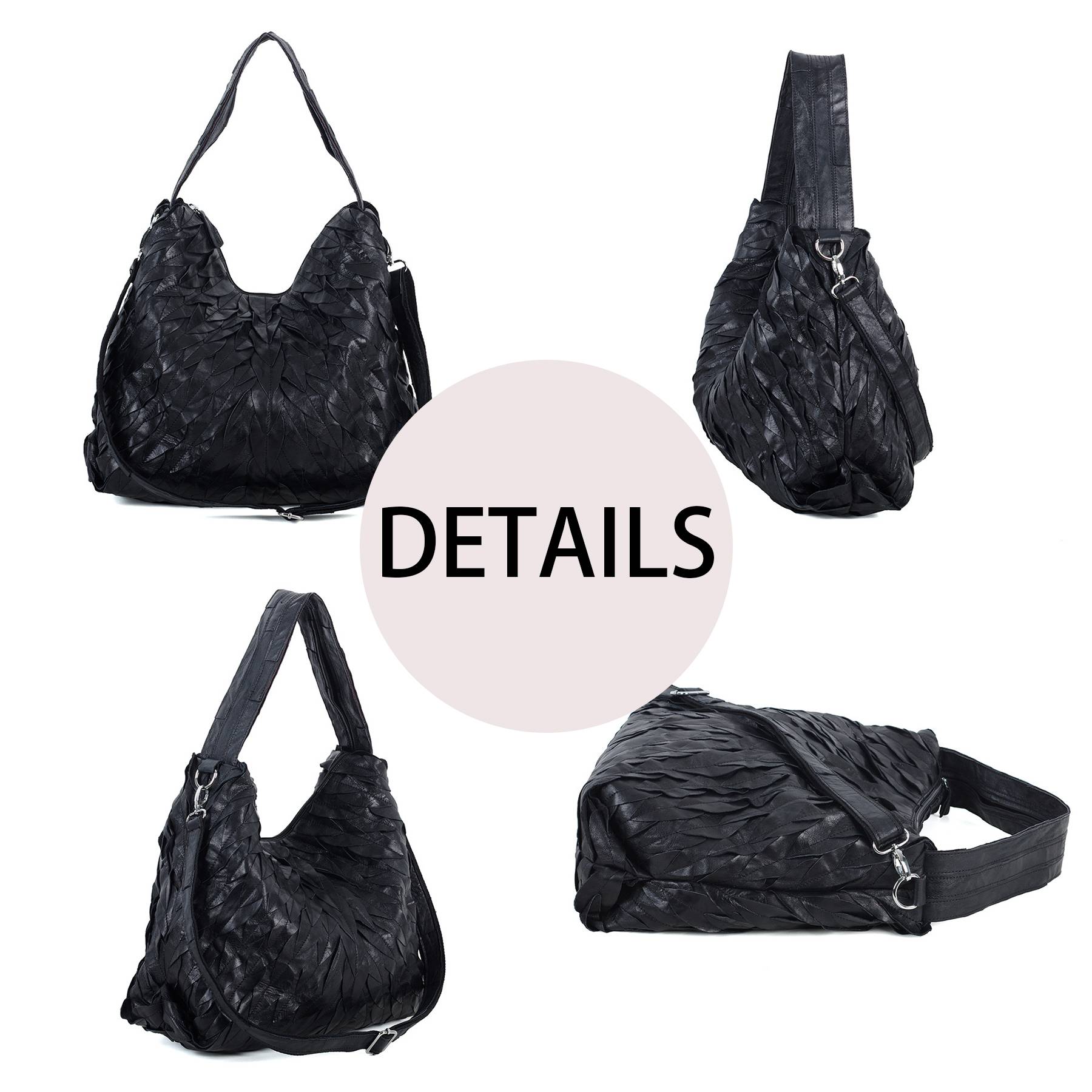 Genuine Leather Soft sheepskin panels handmade tote bag 4