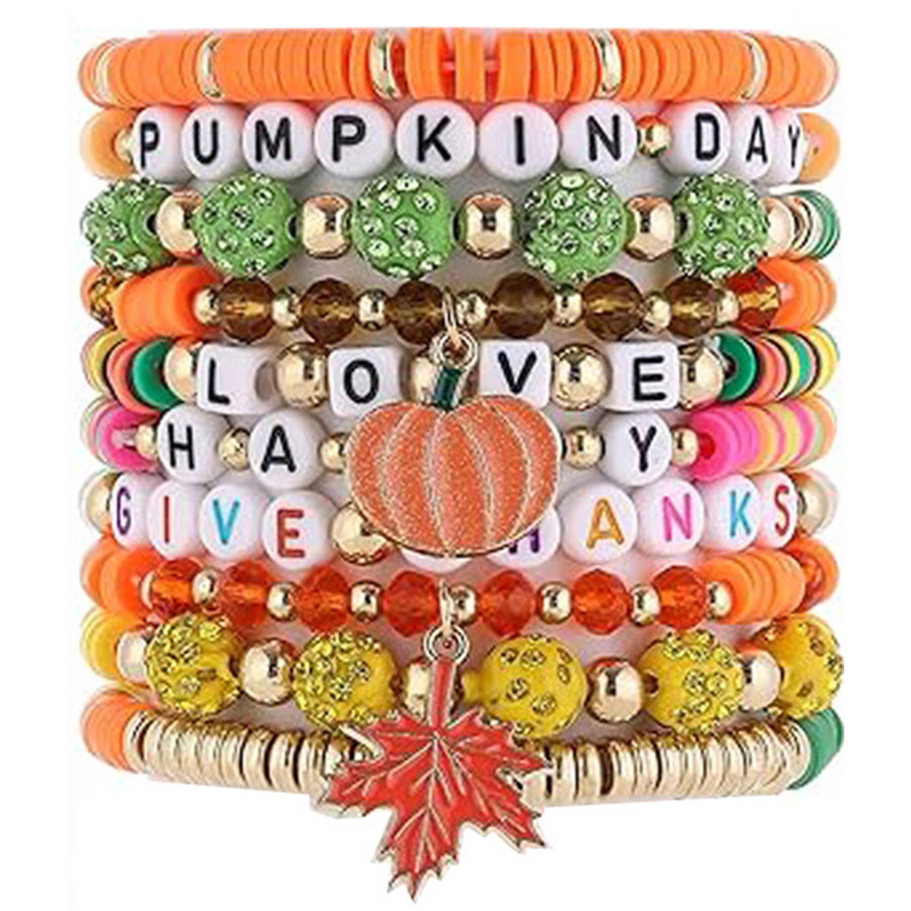 Plastic Thanksgiving turkey maple leaf pendant bracelet 7
