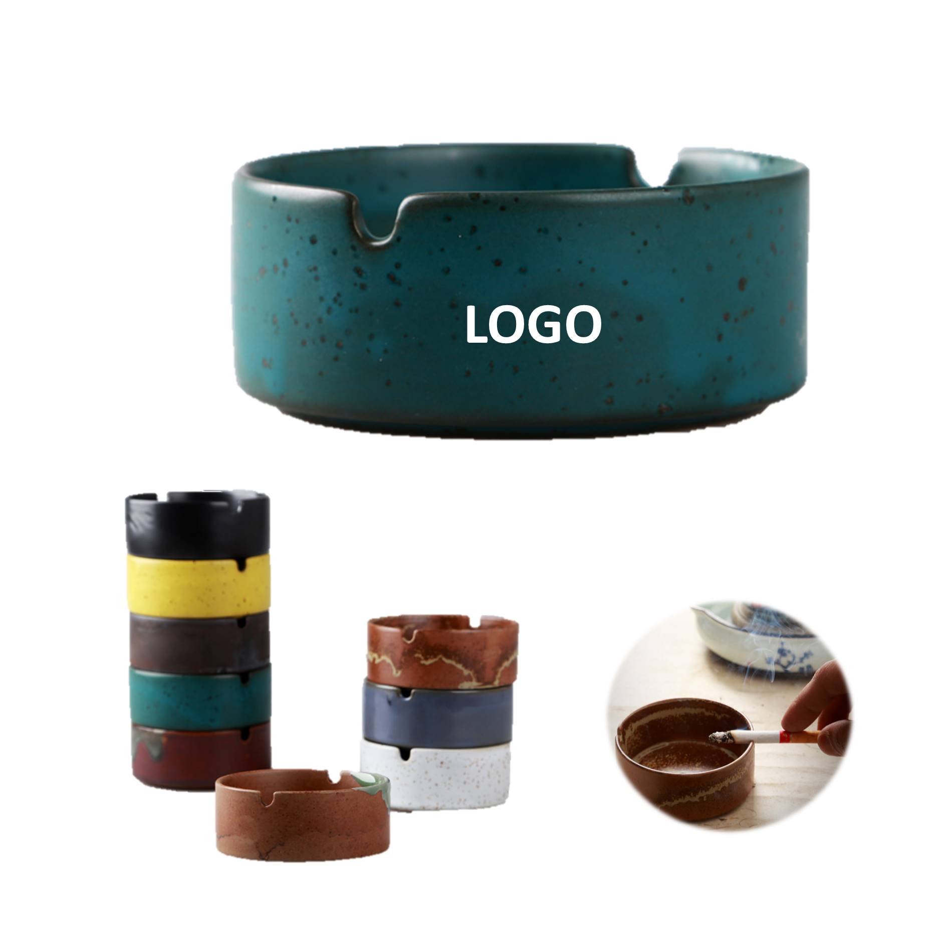 Creative Ceramic Windproof Round Ashtray 2