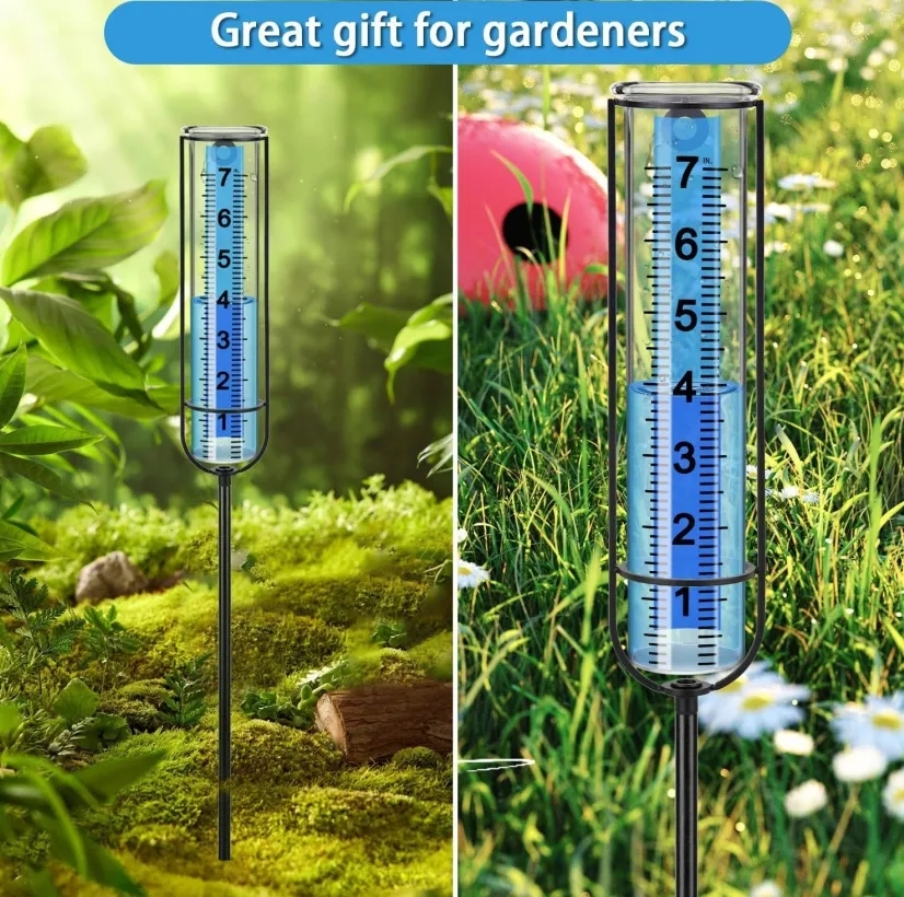 Durable Metal Rain Gauge for Garden Lawn with Bold Scale Easy Read Rainfall Measurement 2