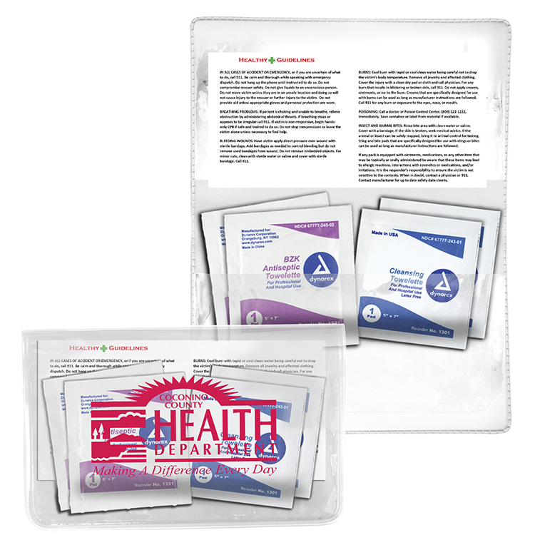 "Crescent" Antiseptic & Disinfectant Wipes Pack In Translucent Vinyl pouch 7