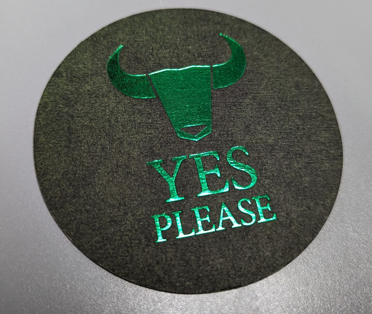 3.5" or 4" circle coasters with foil stamp 1 side Mediumweight 60pt 1