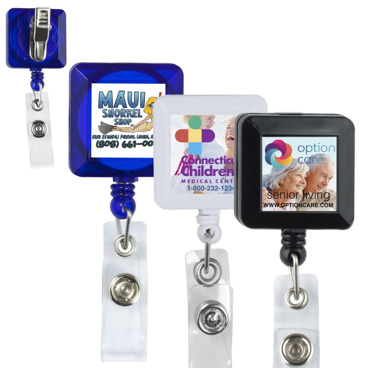 "Olmsted VL" 30" Cord Square Retractable Badge Reel and Badge Holder with Metal Rotating Alligatorng 5