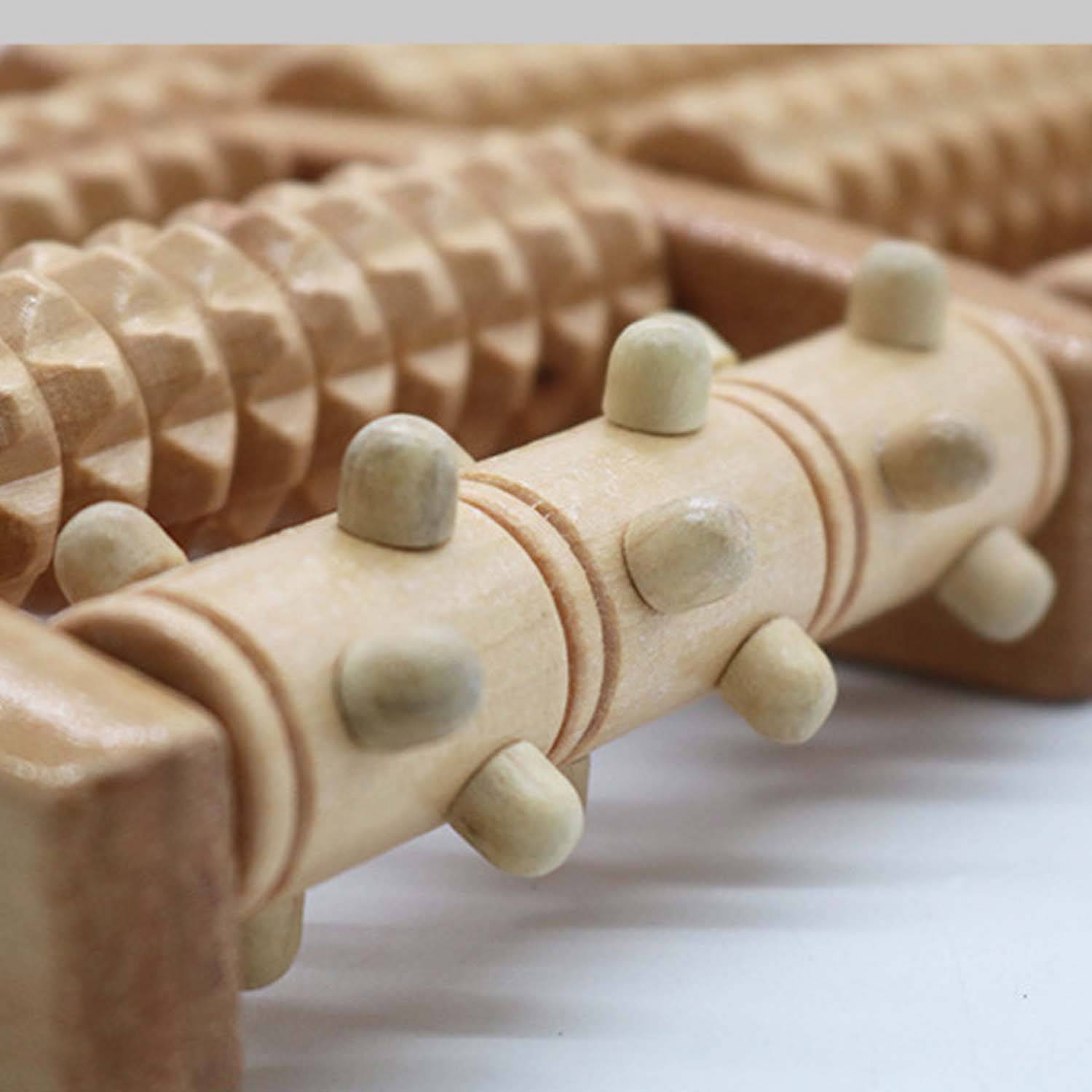 Small Nail Five Row Wooden Foot Roller Massager 6