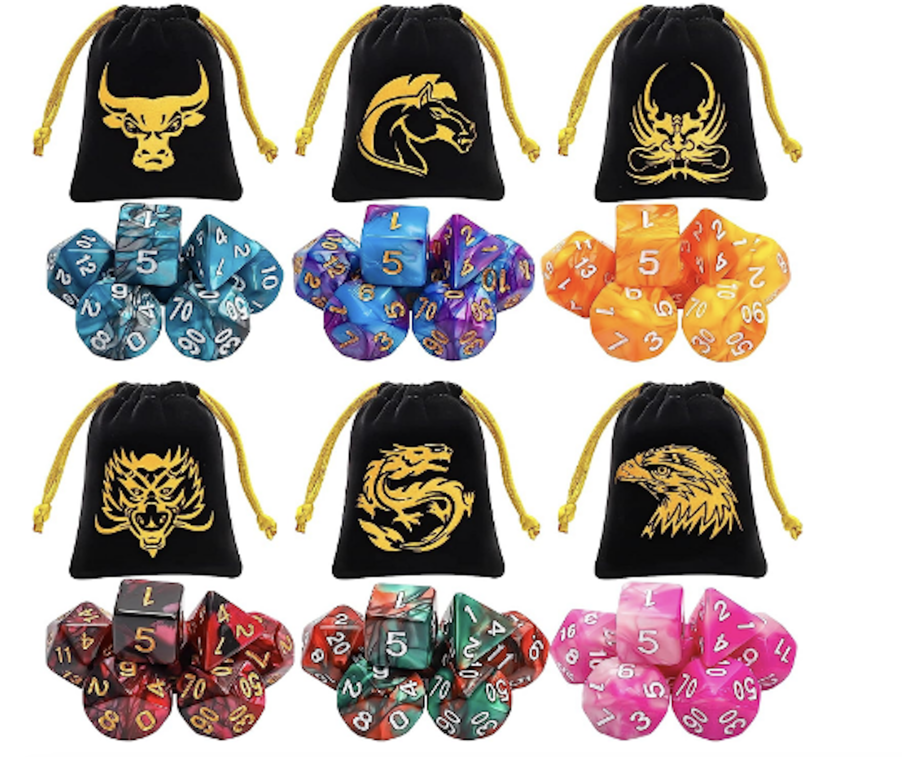 Polyhedral Dice Sets with a Large Drawstring Bag 2