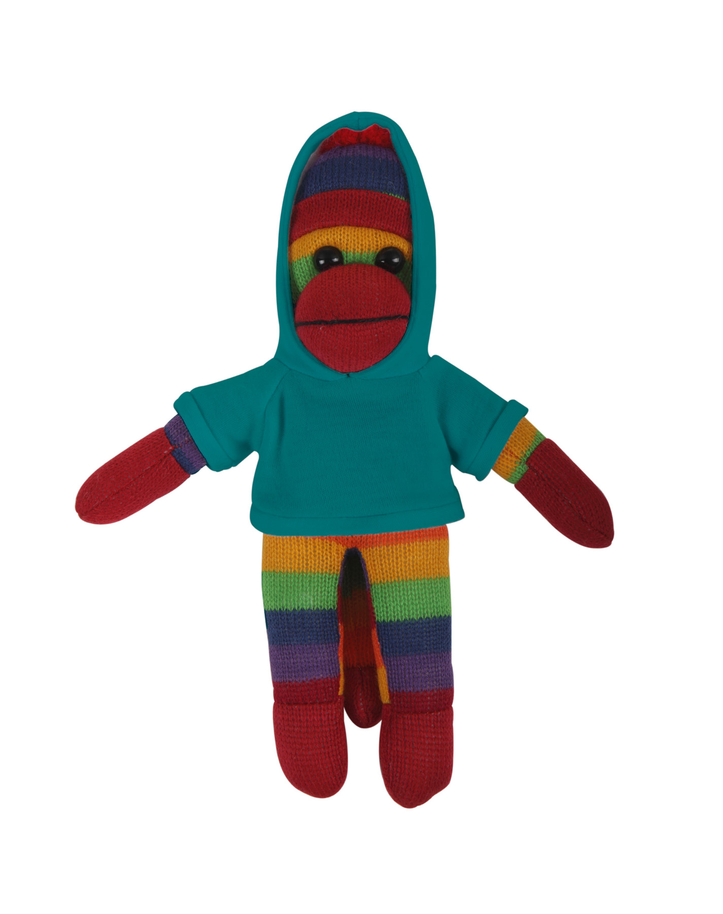 soft plush Rainbow Sock Monkey with hoodie 4