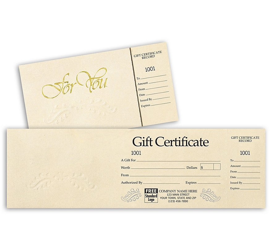 Blank Gift Certificates - Embossed - Ivory with Foil 1